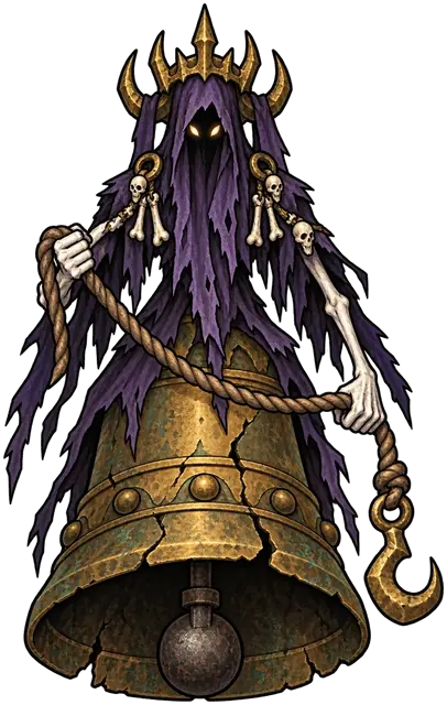 Veyra, the Bell Keeper, region boss of the Bone Vault, on her stone dais